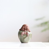 미니 불상 장군 부처상 크리 에이 티브 장식 세라믹 홈 현대 작은 석불 달마 아기 동자, 행운이 눈앞에 있다Shen Ran