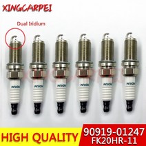 점화 플러그 스파크 6pcs 90919-01247 fk20hr-11 도요타 캠리 rav4 lexus es350 rx350 3.5l 90919