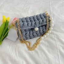 원단 털실 소재 복주머니 토트백 양털 손뜨개 가방 만들기 스트랩 겨울 니트 DIY