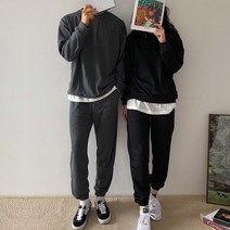 더블맨즈 남녀공용 커플트레이닝룩세트 스포티룩 맨투맨티와 조거팬츠