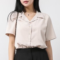 [오버나인] 여성 링클프리 오픈 반팔셔츠 블라우스
