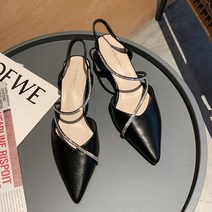 설온 여성 5cm 큐빅 라인 포인트 슬링백 구두 언델