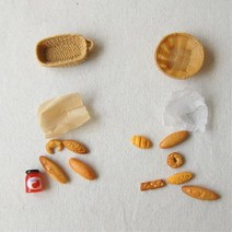 빵모양 미니어처 빈티지소품 예쁜인테리어소품 장식, 원형바구니