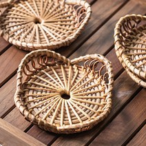 [리빙랩스] 라탄 컵받침 플라워 S, 1개