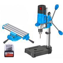 고정밀 탁상보루방 드릴링머신 탁상드릴 전동 충전 마그네트 수직 고성능, E 1200w+중형다기능작업대+13종드릴비트