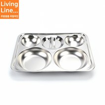Kitchen 원형 6구 세로 반달 4찬 식판 성인용 국산 식판 단체급식 학교 병원 구내식당 급식판, ♥원형4찬식판 (보급형-세로반달, 0.4T)♥, 1개