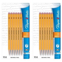 Paper Mate 페이퍼메이트 HB2 샤프 0.7mm 24개 Sharpwriter Mechanical Pencil Yellow Barrel