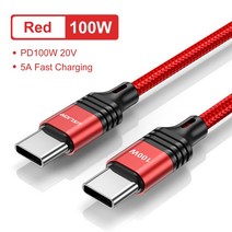 C타입 고속충전기 USLION 100W USB C 유형 케이블 Macbook Pro PD 충전기 데이터 삼성 Xiaomi Type, 02 Red 60W Cable_03 2M