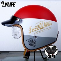 클레식헬멧 홍진 경량 하이바 빈티지 풀페이스 오픈페이스 바이크 스쿠터 소두핏 반모, MT-5-4