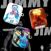 와우박스 마이애미 히트 지미 버틀러(Jimmy Butler) 커스텀 농구 에어팟 버즈 하드 케이스, 유광 하드케이스, 버즈(밑판 검정색)
