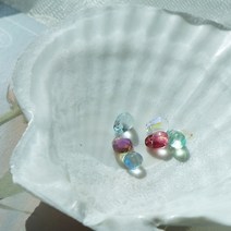 [6개]4x6mm 관통형 글래스 통통물방울 비즈공예 팬던트 비즈 팔찌 키링 diy 재료, 아쿠아