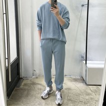 라운지21 남자 베이직 홈웨어 트레이닝 긴팔티 조거팬츠 세트