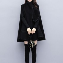 FANSYLI 봄가을 모직 망토 코트 여성 하프 루즈핏 코트 W8ALL20