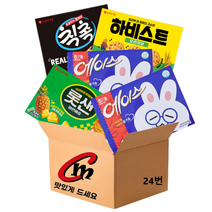 cm전용 박스 24번 대용량 비스켓 4종 모음 합5개 (에이스2개+롯데샌드1개+하비스트1개+칙촉1개), 1세트