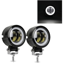선박용 램프 라이트 3 인치 12V 24V 20W 방수 사각 원형 LED 작업 조명 천사 눈 바 오프로드 자동차 보트 안개등 SUV 지프 ATV 6000K, [01] 2x white ring(Round)