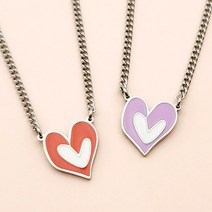 [깊은각인] 써지컬스틸 에폭 양고리 하트목걸이 미아방지목걸이, 아동용38+3(6~8세), 하트 퍼플