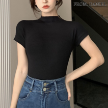 Daniel 하프 터틀넥 착붙 반팔 티