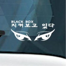 차량용 눈꼬리 블박 경고용 스티커 경고스티커 블랙박스설치 자동차선물 블랙박스표시, 1개, 화이트