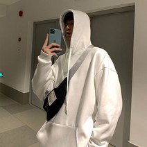 맨투맨 트렌드 루즈핏 코트 커플룩 빅사이즈 단색 후드티 그레이 푸른 색 흰색 블랙 진회색