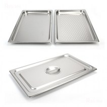 스텐 27종 물빠짐 타공형 일반형 FULL 사이즈 낮은 밧드 바트 받드 냉장고 정리용기 53x32.5cm 뚜껑