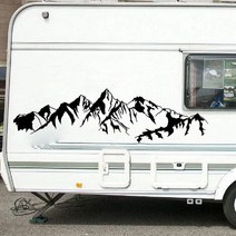 캠핑카창문 부품 창문 카라반 거대한 산 피크 캠핑 RV 자동차 벽 스티커 사무실 침실 풍경 여행 모험 데칼 아이 방 비닐 장식, red, 200cmwidex56cmhigh