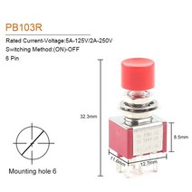 자동 절체기 전원 스위치 캠핑카 시스템 듀얼 카라반 1/5PCS 6mm 3/6Pin 2 위치 미니 순간 자동 복, 07 PB103R 6 Pin_02 5 PCS