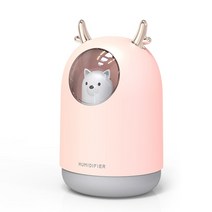 가전 ​​제품 USB 가습기 300ml 귀여운 애완 동물 초음파 쿨 미스트 아로마 에어 오일 디퓨저 로맨틱 컬러 LED 램프 Humidificador, 분홍