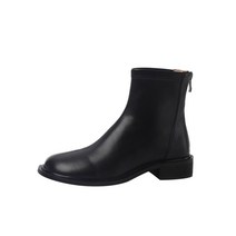 몬드스팟 4cm 여성 맨들 뒷지퍼 워커부츠 블랙 (DM1276)