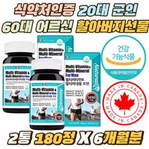 식약처인증 20대 60대 군인 노인 실버 할아버지 선물 캐나다 포맨 비티민 미네랄 올인원 남성 복합 영양제 하루한알 눈 혈액 뼈 건강 비타민A 엽산 망간 셀레늄 2통 6개월분