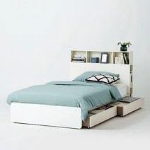 한샘 샘베딩 플레인_전면수납 침대 SS 색상2종 (하부서랍 포함 매트별도), 색상:B형: 화이트(B)