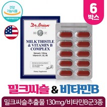 닥터 밀크씨슬 실리마린 간건강 밀크시슬 추출물 130mg 아티초크분말 비타민B군 함유 식약처인증 건강기능식품, 30정 x 6박스(6개월)