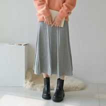 데일리앤 플리츠 주름 롱 니트 스커트 그루비