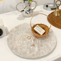 진심디자인 오브리 라운드 자개 트레이, 선택:01 Small:02 실버, 단품