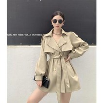 고현정코트 웨더코트 맥코트 카키 하프 여 봄가을 2022 작은키스트랩 루즈핏 팔소매