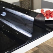 부드러운 유리 식탁보 투명 PVC 테이블 천 방수 내유 주방 식탁 커버 부드러운 실리콘 책상 매트 카펫, Black+65 x 105cm