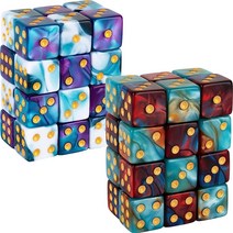 48피스 12mm 대리석 다면체 D6 주사위 사각형 코너 6면 MTG 세트 보드 게임 RPG DND Yahtzee 또는 수학 학습용 387056