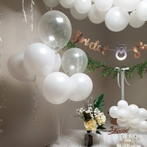 풍선스탠드 3종 SET 펄풍선+컨페티풍선+풍선꽂이 브라이덜샤워파티 소품 생일 프로포즈, 세트_풍선꽂이 풍선7개 여유풍선 2개