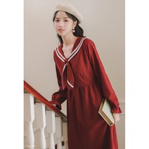 여성 마린룩 카라 긴팔 원피스