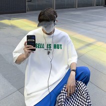 빅사이즈 반팔티 와이드 루즈핏 오목볼록 개성 이니셜 아메카지스타일 캐쥬얼 B347T60P27 4995565329