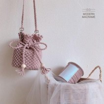 가방 복조리 손뜨개 재료 마크라메 만들기 키트 + DIY 제작영상무료제공 2컬러 미니, 핑크
