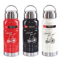[RA㏓] 자전거 보온병 550ml 온보냉병 디자인 답례품 스테인레스 단체선물 학생 직장인 스텐 휴대용 ▷_§Ea, §§_블랙