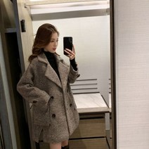 캐시미어 숏코트 롱코트 에이라인 망토 코트 니트 격자 무늬 여성 모직 블레이저 가을 및 겨울 두꺼운 작은 중간 길이