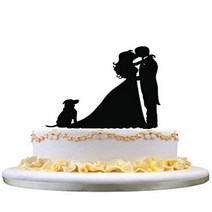 Couple(bride and groom) kissing cake topper dog cake topper pet wedding cake topper, 1