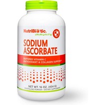 NutriBiotic - 아스코르브산나트륨 완충 비타민 C 분말 16온스 비건 비산성 ampamp 아스코르빈산보다 소화가 더 쉬움 필수 면역 지원 항산화 보충제 글루텐 GMO 무