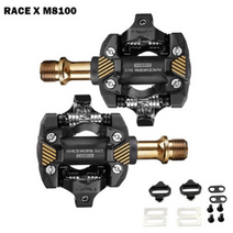 Racework X-M8100 자전거 페달 자동 잠금 탄소 섬유 초경량 spd du 베어링 mtb 자전거 다이 캐스팅 사이클링 부품, 금, 골드 페달 클리트, 1개
