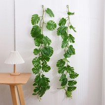 벽면녹화 플랜트월 수직정원 벽걸이화분 120cm 열대 야자수 인공 플라스틱 식물 화환 벽 교수형 큰 몬스테라 홈 정원 거실 천장 장식, 큰 사이즈