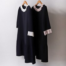 강물처럼 빅사이즈사랑해요 B893L102 사각프릴디너원피스 DB (6582222)