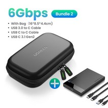 UGREEN-외장 HDD 케이스 2.5 인치 규격 sata-usb 3.0 어댑터 SSD 하드 드라이브 인클로저 c타입 3.1, CHINA_2 Cable Add Bag