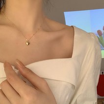 DFMEI 하트 펜던트 목걸이 여 입체 심플 미니멀한 디자인 기질 럭셔리 쇄골체인 choker 세련된 목걸이쇠사슬