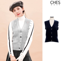 [체스] 브렛 여성골프 꽈배기 니트조끼